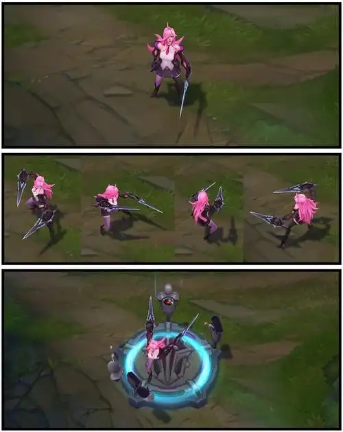 回城动画:依旧战争学院的专属回城动画,卡特琳娜逐一的切割掉身边的