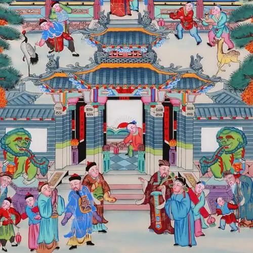 手绘过年供奉老祖宗家谱挂画布料卷轴家堂轴族谱年画