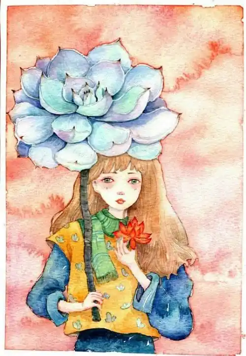 有背景动漫人物简笔水彩画 动漫人物水彩画简单漂亮可爱