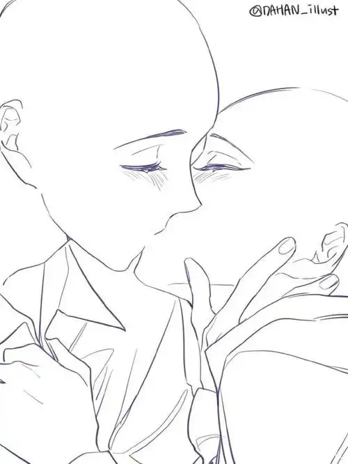 「绘画素材」甜蜜接吻与病娇风人物动态模板参考来啦!