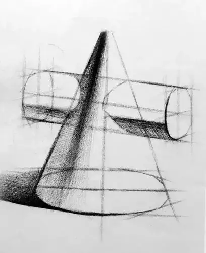 素描| 石膏圆锥贯穿体的画法_福州新翁子美术培训中心_零二七艺考