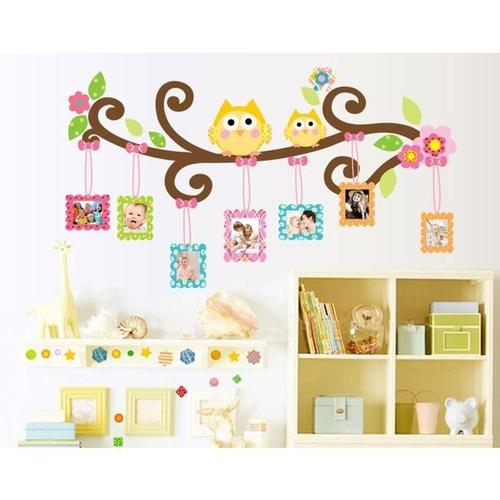 可爱卡通儿童房装饰墙贴猫头鹰相框照片墙男孩女孩房间装饰墙贴画