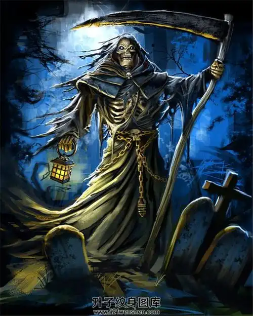 邪恶死神纹身画稿