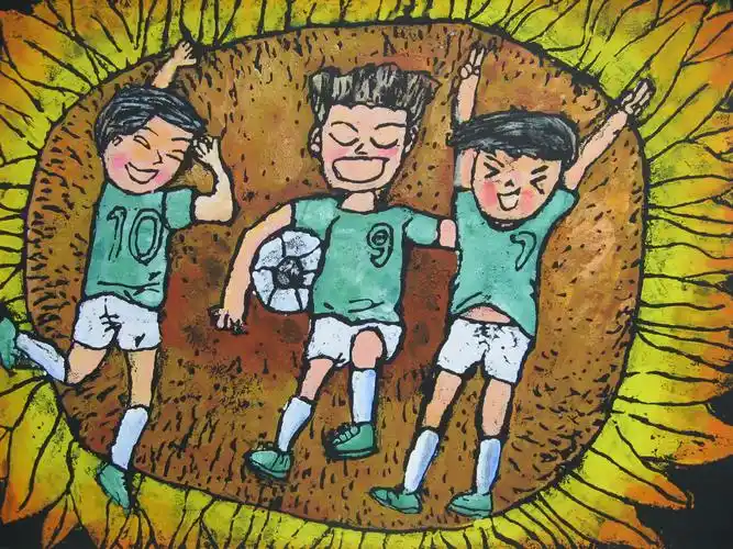 学生绘画足球少年