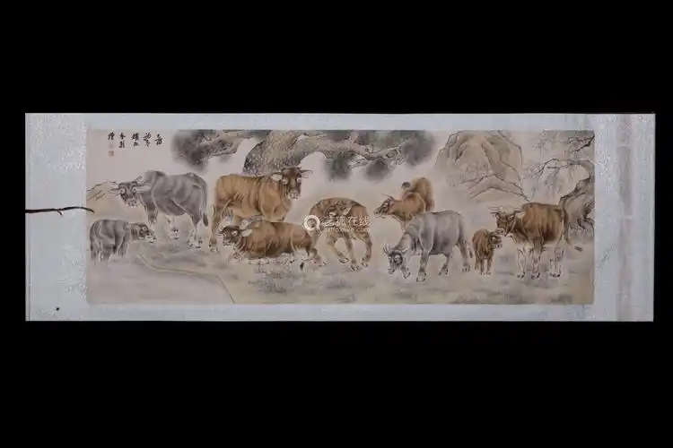 近代刘奎龄九牛图