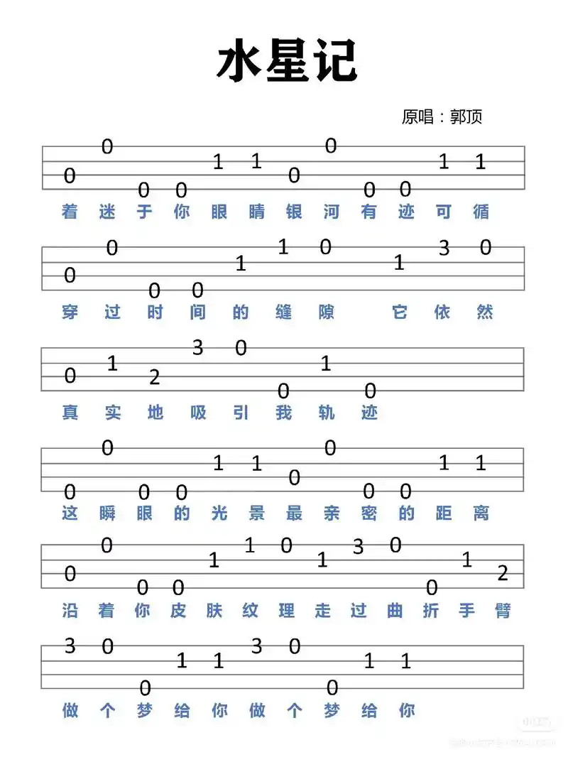 《水星记》尤克里里指弹谱分享."还要多远才能进入你的心 还要 - 抖音