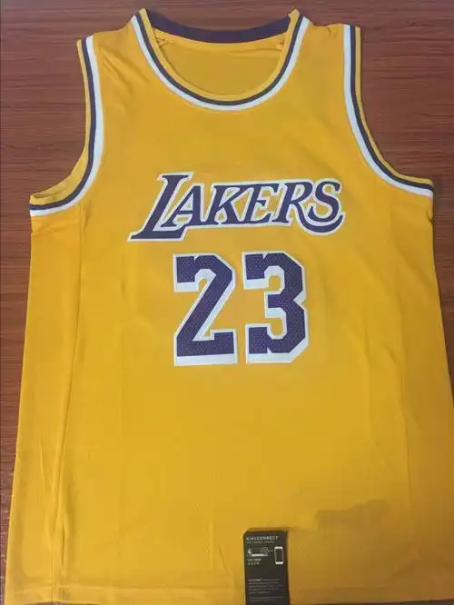 2020新款勒布朗詹姆斯湖人队球衣23号复古版新刺绣球衣黄紫