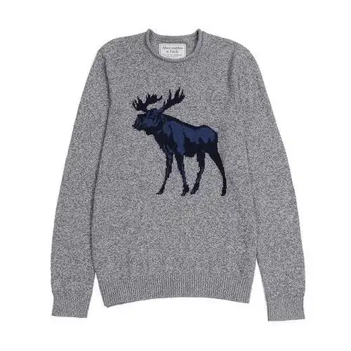 纽约大宝 abercrombie fitch/af 男士秋冬鹿标大logo套头保暖毛衣