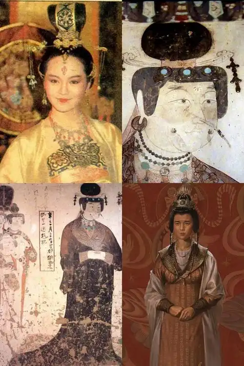 分别为胡金铨电影《天下第一》中的郡主,榆林窟·第十六窟,大回鹘国圣