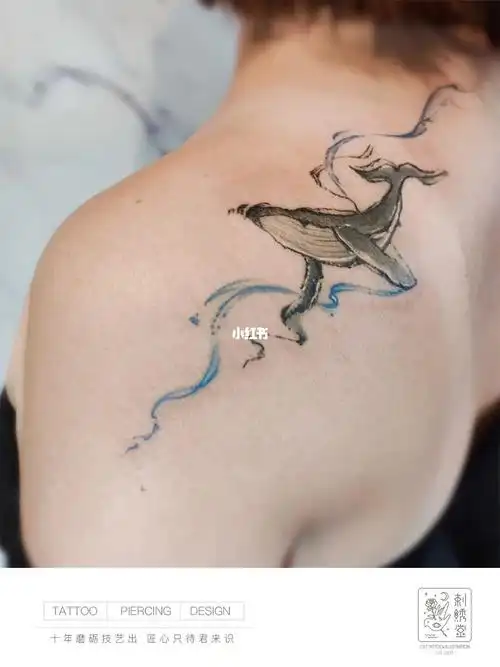 女生纹身|超美肩部纹身|鲸鱼纹身|肩部纹身