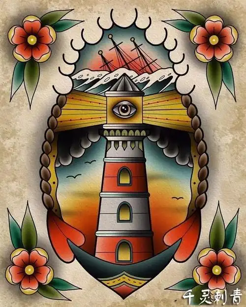 school灯塔纹身,school灯塔纹身手稿,school灯塔纹身手稿图案