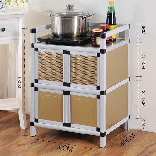 碗柜简易组装经济型厨房柜子灶台家用餐边柜铝合金客厅储物柜双门 两