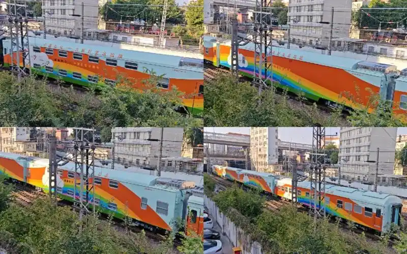 【带来光明的彩虹列车】z36次(广州-北京西)广州站出站,列尾附挂健康