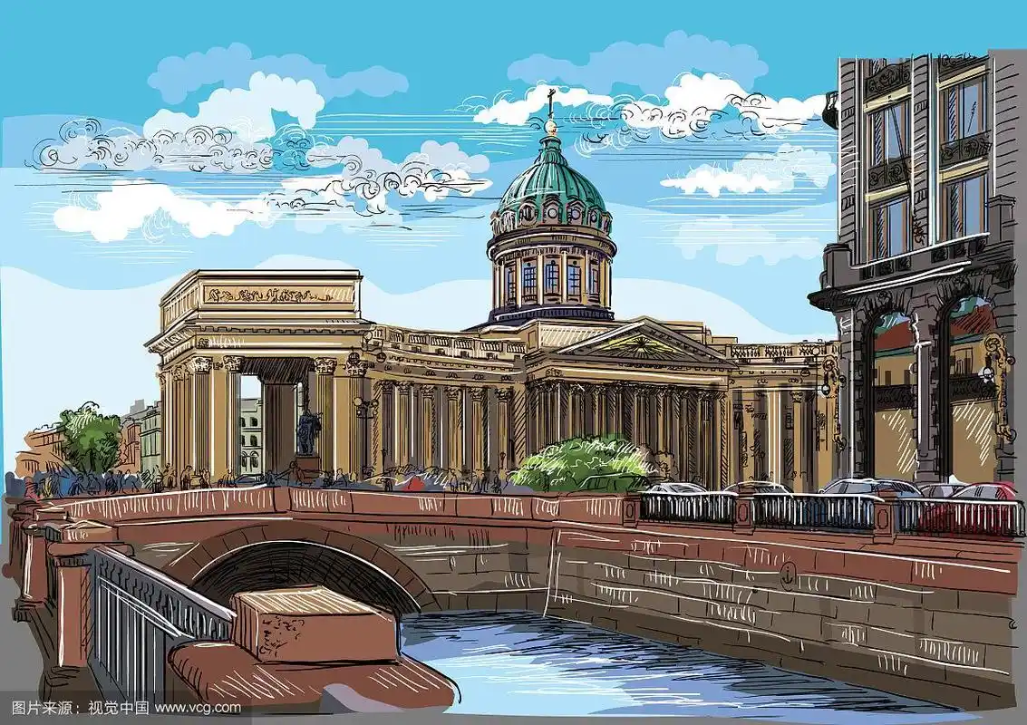 彩色手绘圣彼得堡5