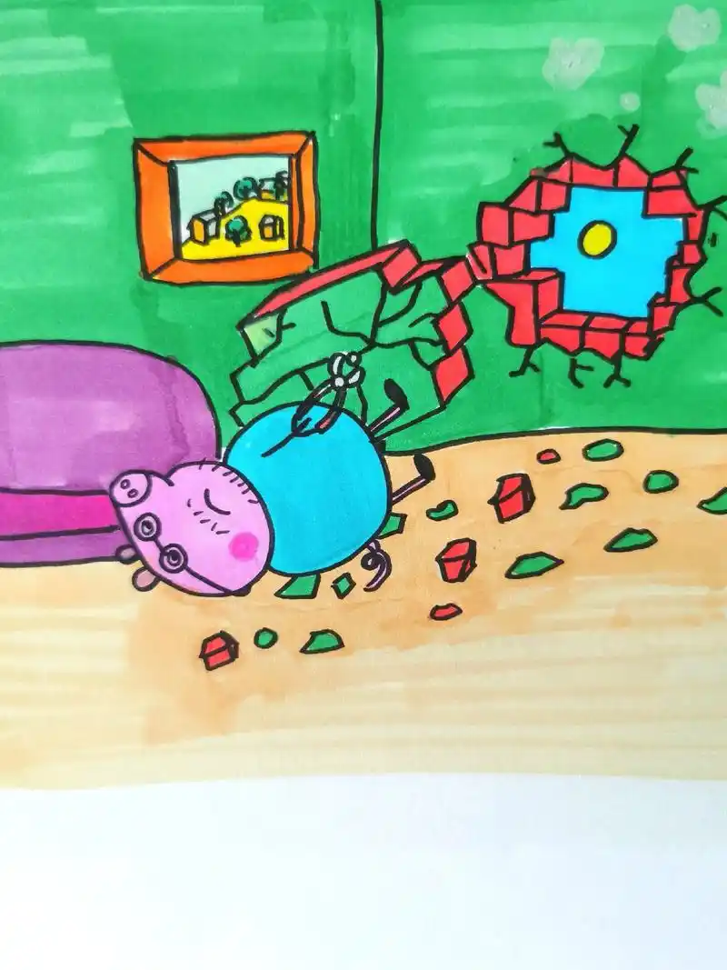 小猪佩奇场景简笔画来咯.#图文伙伴计划 #小猪佩奇 #小猪佩 - 抖音