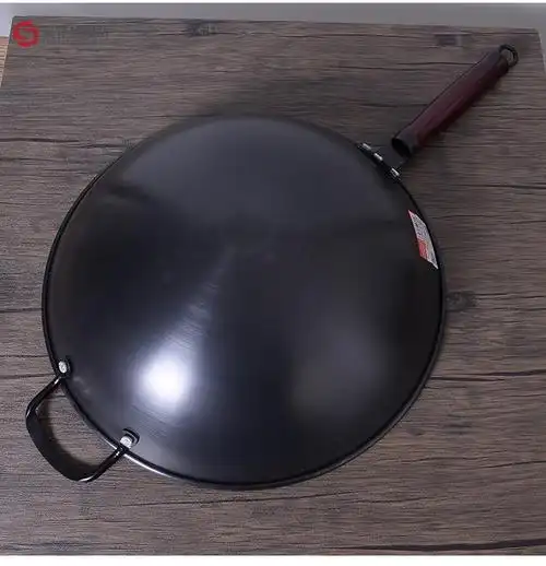 现货速发中康不粘锅中康高纯极铁炒锅家用老式圆底炒菜铁锅轻便无涂层