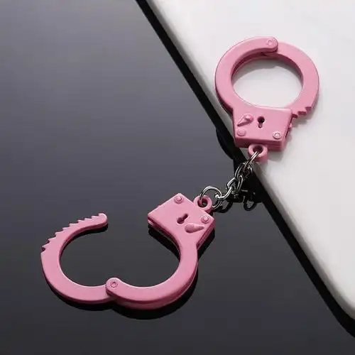 猫咪手铐迷你仿真小手铐创意金属小挂件宠物脚拷玩具双手粉色解压