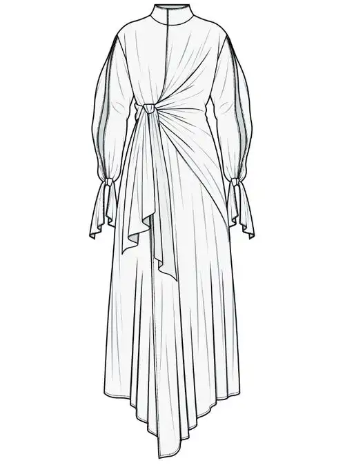 60例连衣裙平面款式图线稿