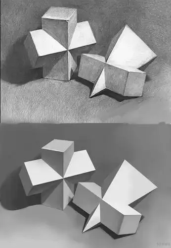 组合几何体光影素描临摹