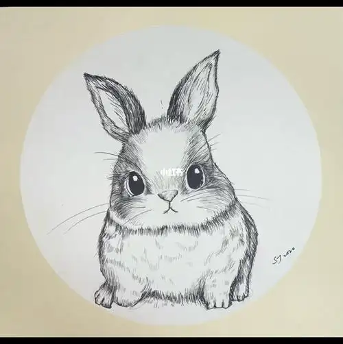 画画  #线描  #线描兔子