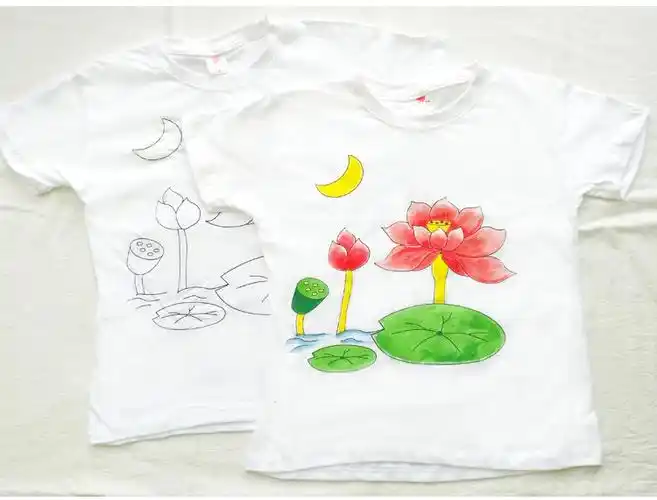 纯棉空白t恤diy手工幼儿园儿童创意涂色涂鸦绘画t恤衫扎染材料