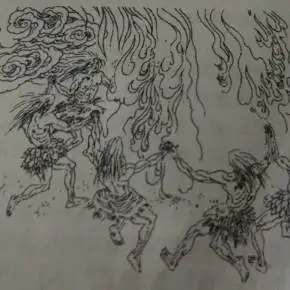 原始人钻木取火