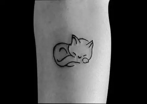 文艺极简风猫咪纹身图案3