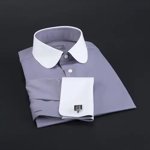 拜耳长袖圆领衬衫伊顿学院英伦绅士复古纤维衬衫