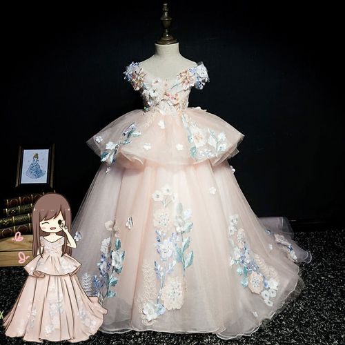 十岁儿童生日晚宴超仙婚纱公主裙拖尾小女孩主持走秀钢琴表演礼服