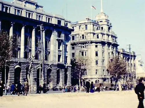上海1945年,美国海军陆战队拍摄的街景|上海公共租界|租界|华北_新浪