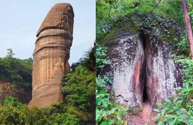 带你去看神奇的世界:韶关丹霞山阴阳石奇观--阳元石与阴元石