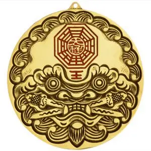 铜虎头牌纯铜八卦虎咬剑镇宅化煞辟邪门对门化解挂件开光海神门符