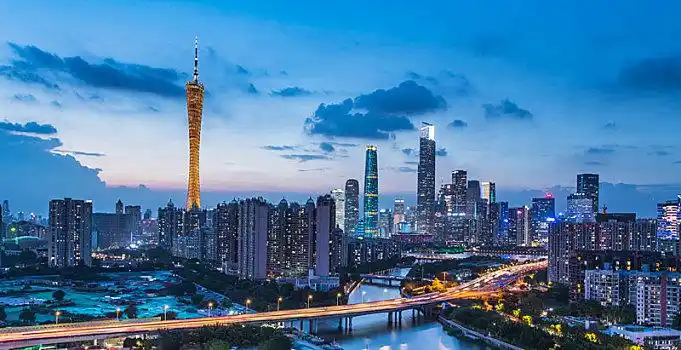广州塔和珠江新城cbd夜景