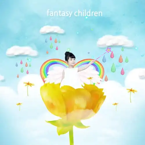 天使女孩与彩虹psd素材下载(图片id:328309)_-卡通动漫-psd素材_ 集