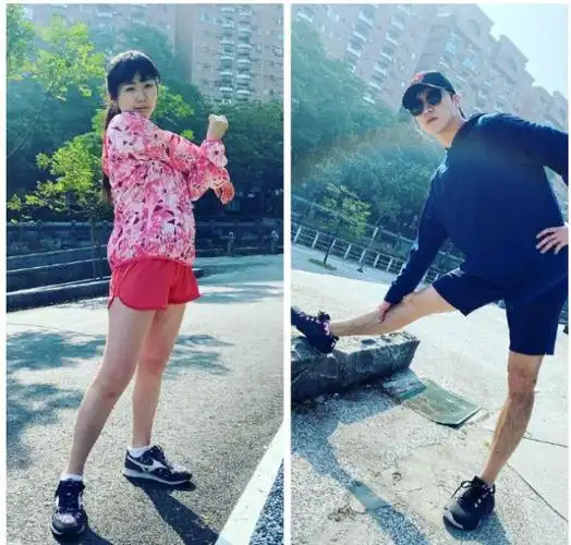 江宏杰夫妇撇下儿女晨跑晒同框素颜萌照福原爱生气撇嘴好可爱