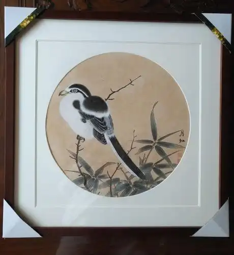 装裱临宋工笔画《竹鸠图》