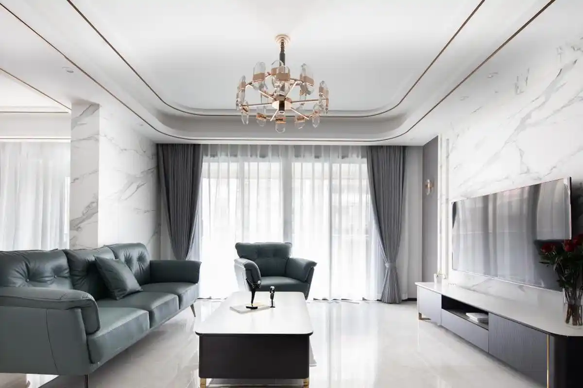 现代轻奢风格平层装修,优雅的圆弧吊顶演绎温柔之美