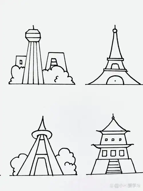 【简笔画】塔92 分享一组建筑类简笔画—92 还喜欢什么,大家可以