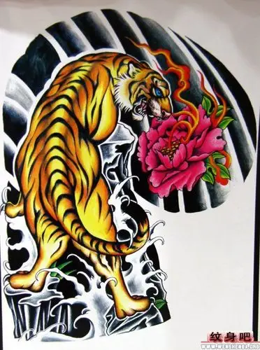 男人专用半甲老虎纹身图案