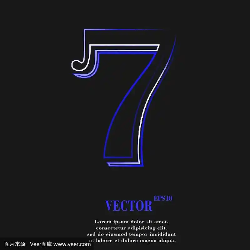 数字七图标符号扁平的现代网页设计,为你的文本提供长长的阴影和空间.