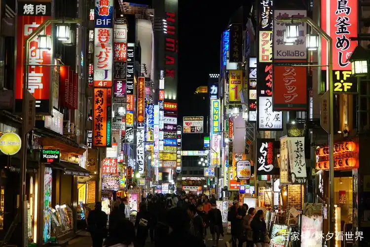 在东京新宿看日本人的夜生活,主要街道人山人海