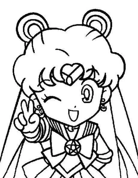 q版美少女战士简笔画6张美少女月野兔卡通涂色图片下载-红豆饭小学生