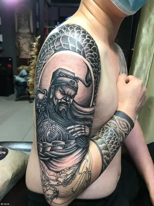 花臂关公_纹身图案手稿图片_徐腾飞的纹身作品集