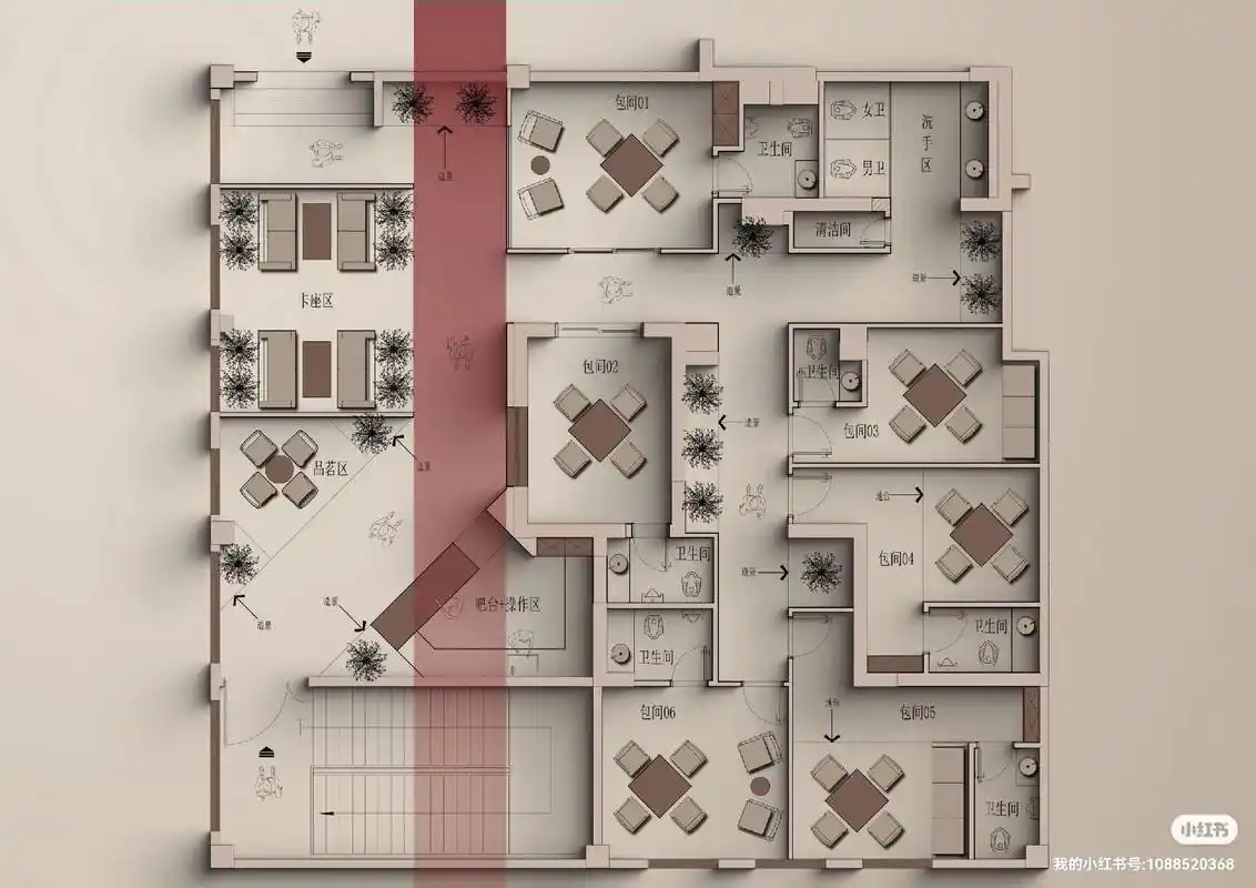 最新设计:300平茶楼设计.棋牌为主的茶空间,平面方案已定稿 - 抖音