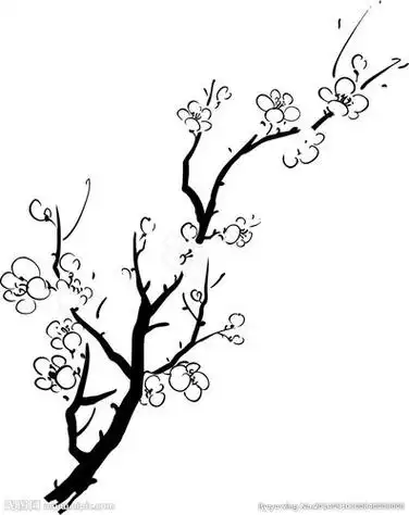 8开  10张初学绘画临摹稿简单的腊梅简笔画图片梅花梅花树枝简笔画