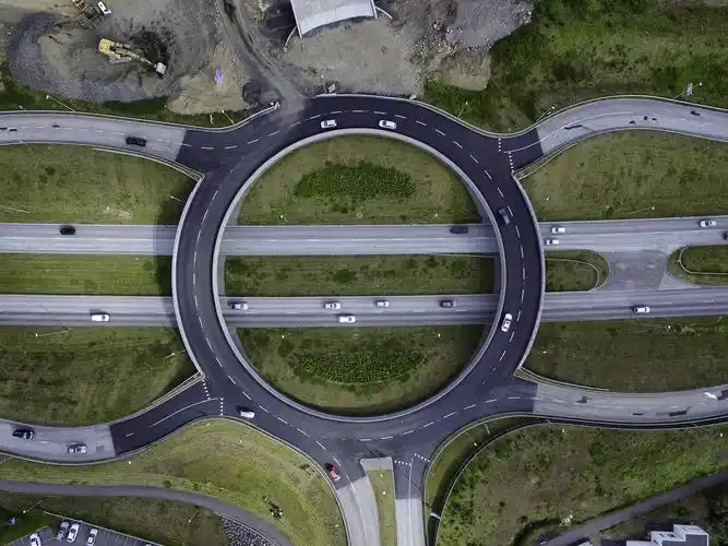 图像,俯视,道路,公路,汽车,途中,修路