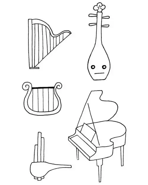 各种乐器简笔画步骤图解教程及图片大全,图片,简笔画-学笔画