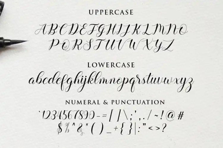balerina漂亮的连笔手写花体拉丁字母英文艺术字体下载