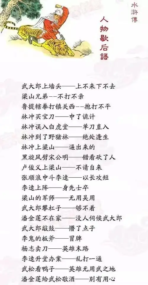 四大名著人物歇后语200条通俗易懂的俏皮话