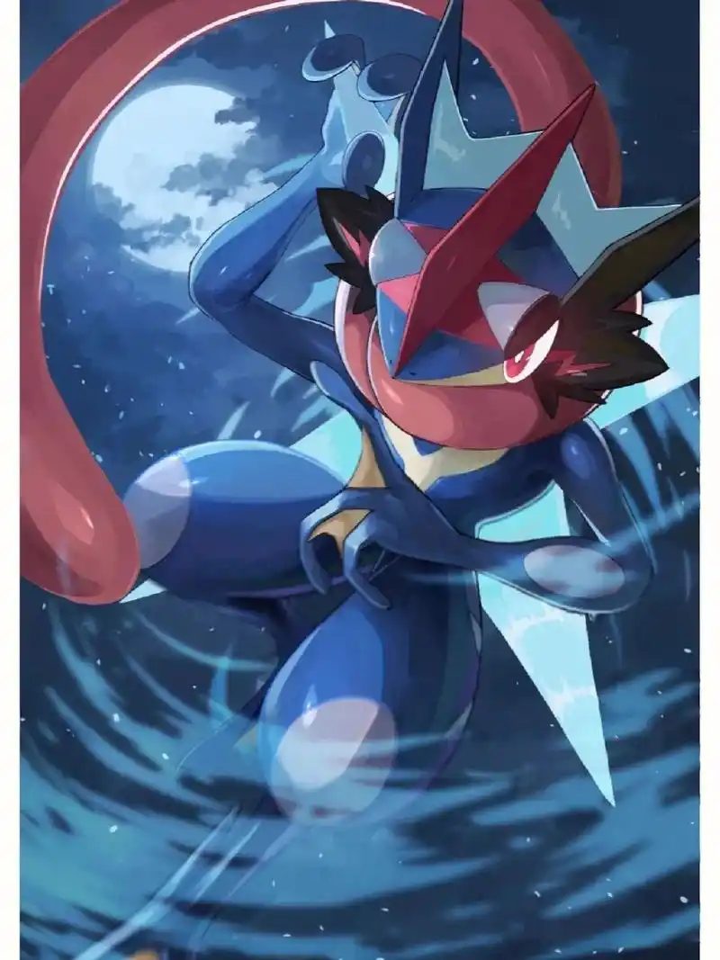 宝可梦高清手机壁纸(甲贺忍蛙) 它的红色围巾居然是舌头!